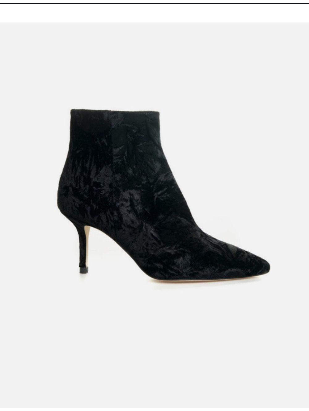 L'AGENCE Black Velvet Pointed Aimee stiletto Ankle Booties with Gold Zip